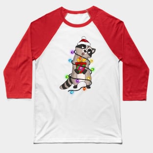 Raccoon Christmas Lights Funny Trash Panda Xmas Gift Baseball T-Shirt